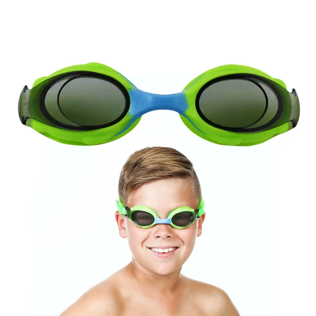 why are swimming goggles tinted Goggles Only Kids Green-Blue