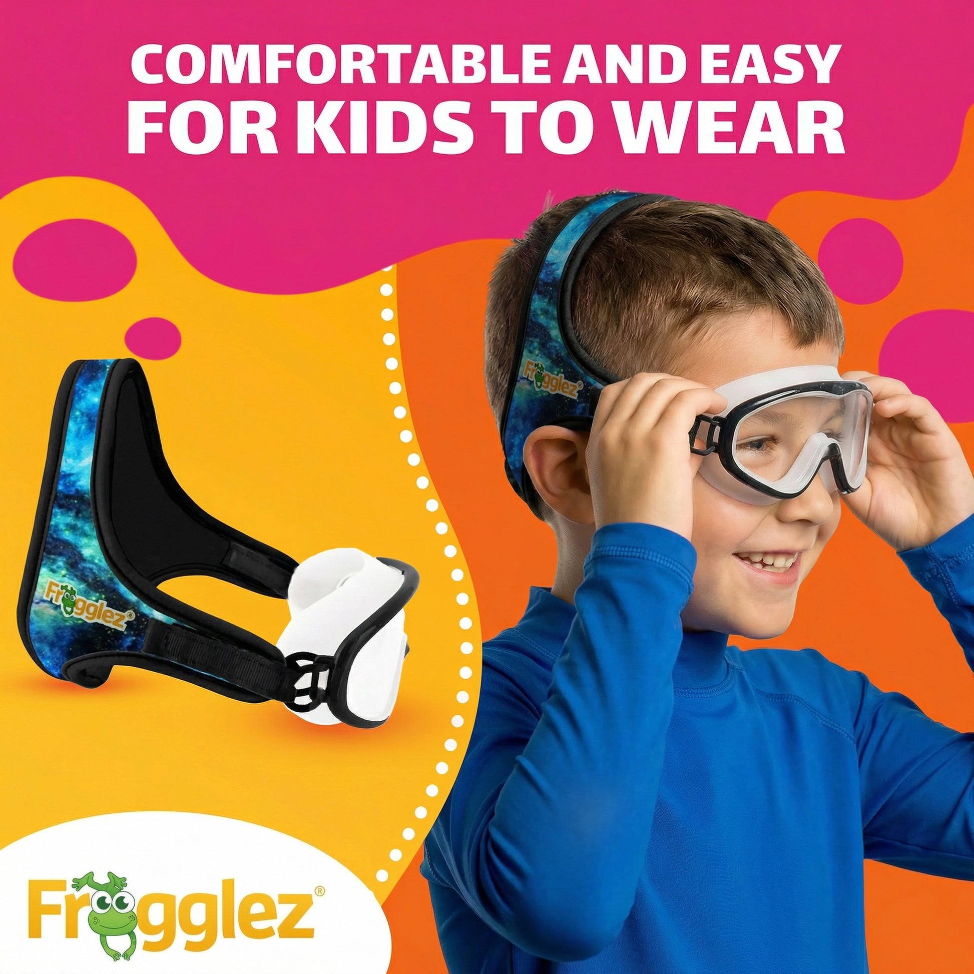 swim goggles with display Frogglez Blue Navigatorz Kids Swim Mask Ages 4-10